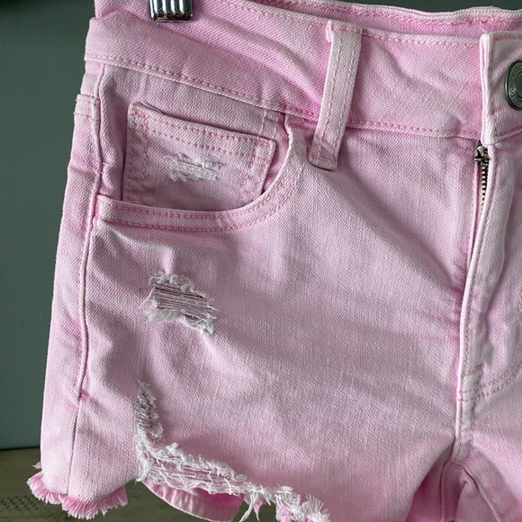 🤍3/$30 AEO Hi Rise Shortie Pink Shorts 0 - Picture 3 of 11